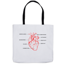 Load image into Gallery viewer, Red Anatomy Of Self-Care Heart, Tote Bag  Three Sizes!