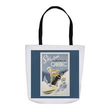 Load image into Gallery viewer, Vintage Quebec Skiing Poster Tote Bags