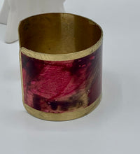 Load image into Gallery viewer, Orange and Red Abstract Cuff Bracelet, Brass
