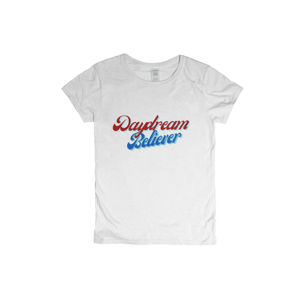 Daydream Believer Blue and Red Woman T-Shirt XS to XXXL Comfy Fit
