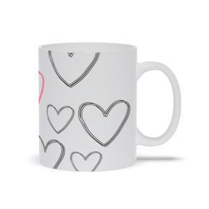 Grey and Red Heart Mug