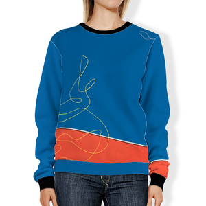 Blue Red Abstract Print All-Over Print Sweatshirts